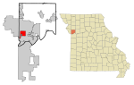 Clay County Missouri Incorporated and Unincorporated areas Gladstone Highlighted